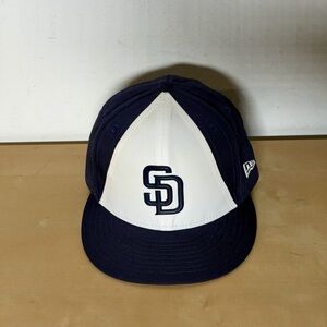 San Diego Padres MLB New Era 5950 OF 2018 Prolight BP Fitted Hat Cap Navy 7 5/8